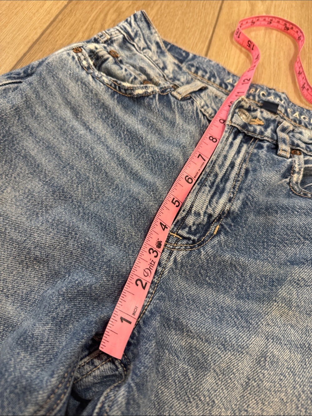 American Eagle Baggy Wide Leg Distressed Jeans Sz 0 Short Back to school Trendy - Picture 7 of 11